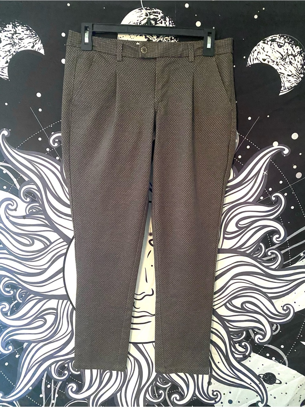 Women’s Green & Black Skinny Fit Patterned Business Casual Preppy Pants